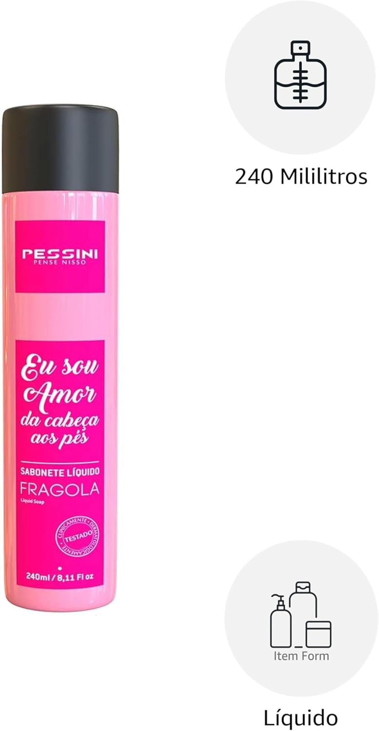 Sabonete líquido refrescante e excitante - Fragrância de Morango, 240ml