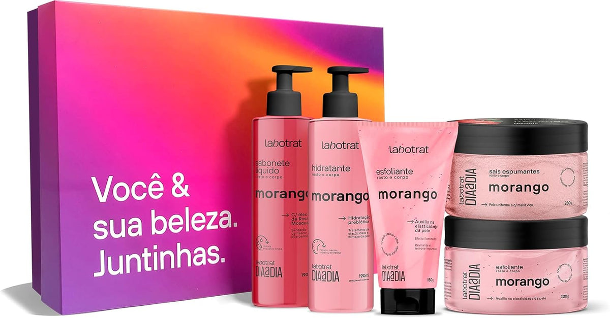 Kit Experiência Banho Dia A Dia C/ 5 Itens Morango Labotrat