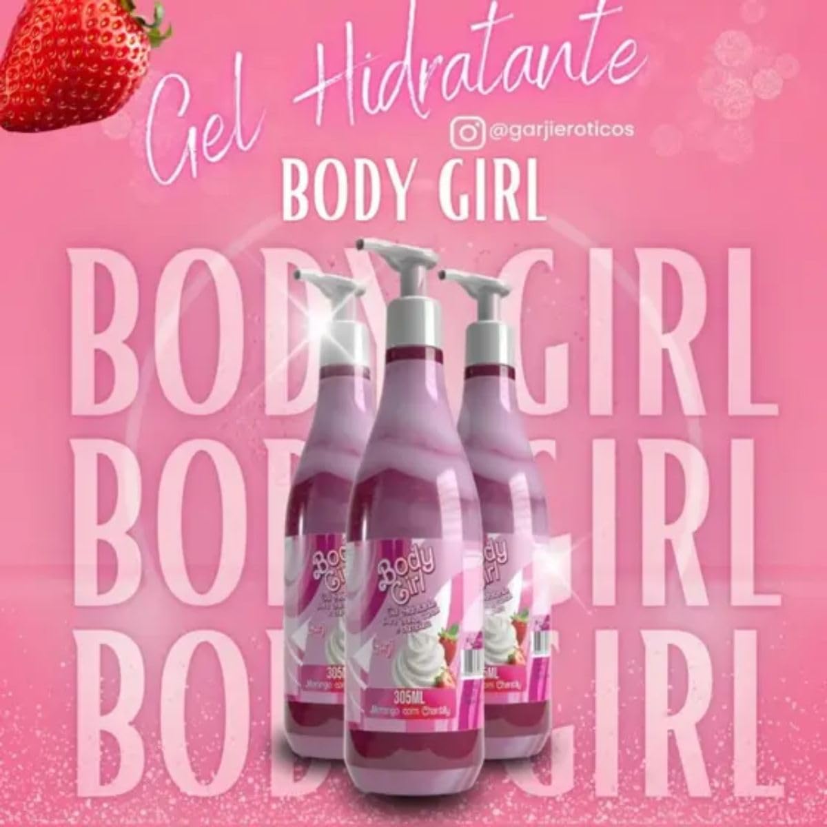 [Compre 2 e leve 3] Body Girl Aromatizante Beijavel Para Virilha e Corpo Pele Macia Sabor Morango - 305 ML