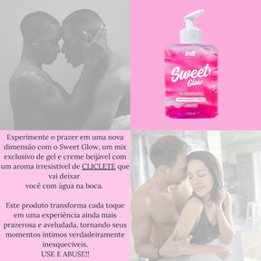 Kit Com 2 Sweet Glow Gel Aromatizante Beijavel Intt Sabor Morango Chiclete Deslizante Hidratante Para O Corpo Pele Macia Hidratada Cheirosa Toque Prazeroso e Aveludado 320ml