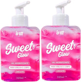 Kit Com 2 Sweet Glow Gel Aromatizante Beijavel Intt Sabor Morango Chiclete Deslizante Hidratante Para O Corpo Pele Macia Hidratada Cheirosa Toque Prazeroso e Aveludado 320ml