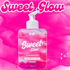 Kit Com 2 Sweet Glow Gel Aromatizante Beijavel Intt Sabor Morango Chiclete Deslizante Hidratante Para O Corpo Pele Macia Hidratada Cheirosa Toque Prazeroso e Aveludado 320ml