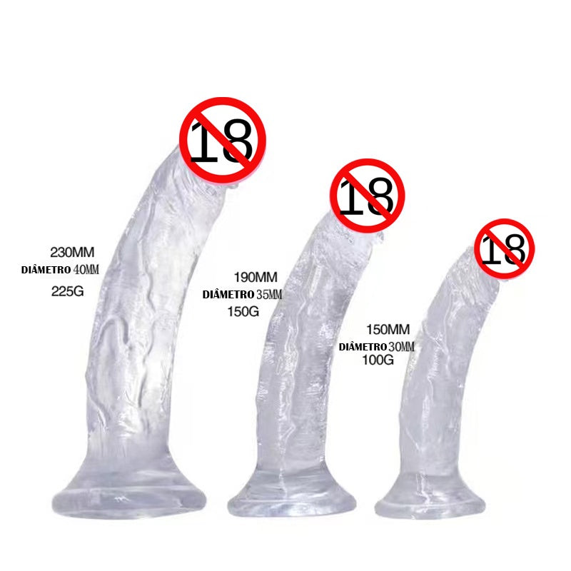 Pênis Pinto Dildo Em Silicone crystal Comprida com Ventosa-23CM YJ-06