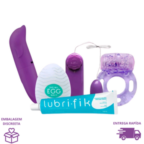 Kit SexShop Vibrador Golfinho + Capsula Bullet + Egg Masturbador + Anel Vibratório + Gel Lubrifik