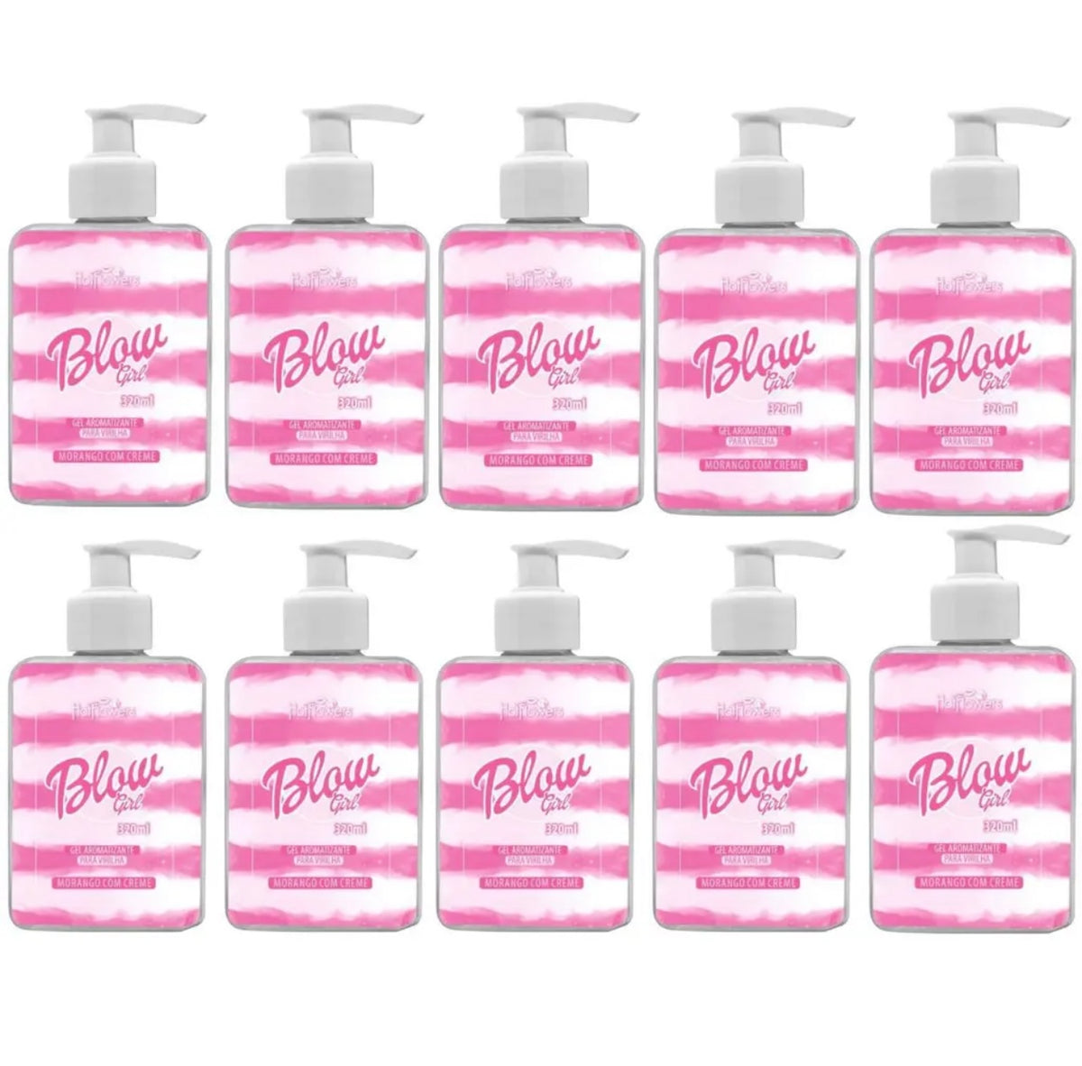 Kit 10 unidades Blow Girl Gel Hidratante 320ml Hot Flowers Aromatizante Beijavel Para o Corpo Pele