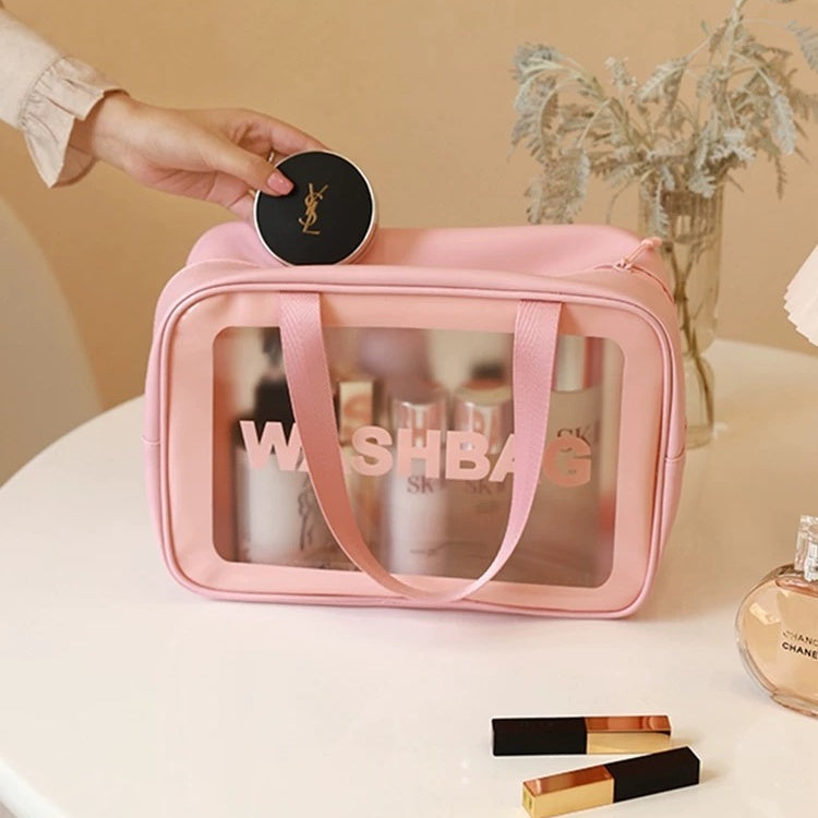 KIT 3 Necessaire Bolsa Portátil Transparente Para Viagem Cosméticos Produtos De Higiene Pessoal -Q3/Q4