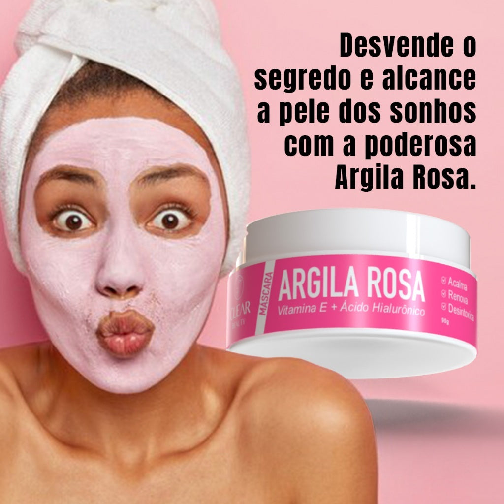 Máscara Facial Skin Care Completo Argila Rosa Com Ácido Hialurônico