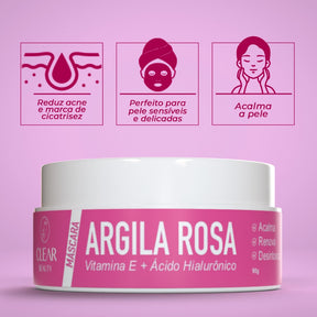 Máscara Facial Skin Care Completo Argila Rosa Com Ácido Hialurônico