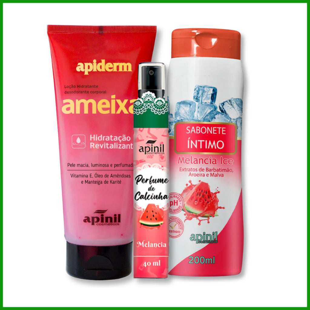 Kit Loção Hidratante Feminino 190g mais Sabonete Íntimo 200ml e Perfume de Calcinha - Apinil