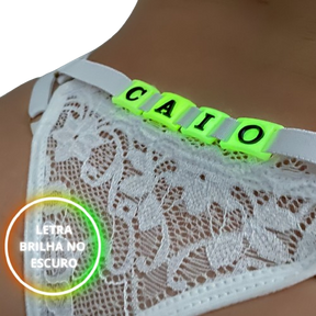 Calcinha  Personalizável  de Renda Frases Letras Lingerie Sexy Brilha no Escuro Tamanho Único