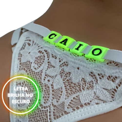 Calcinha  Personalizável  de Renda Frases Letras Lingerie Sexy Brilha no Escuro Tamanho Único