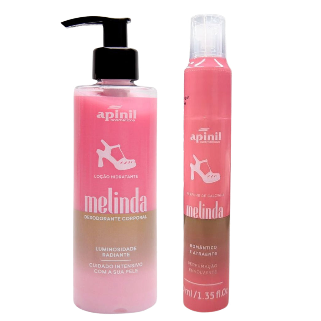 Loção Hidratante 180g e Perfume De Calcinha 40Ml Melinda Aroma de Melissa Apinil Apiderm