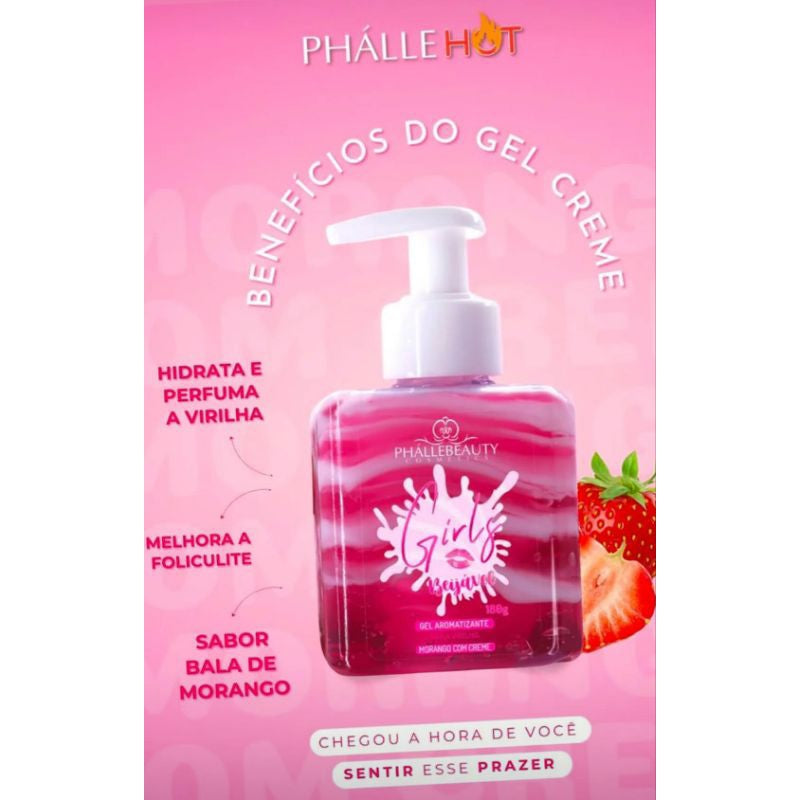 [Compre 2 e leve 3] Gel Aromatizante Beijável para Virilha, Girls morango com Creme - 180g Phallebeauty [SÓ HOJE]