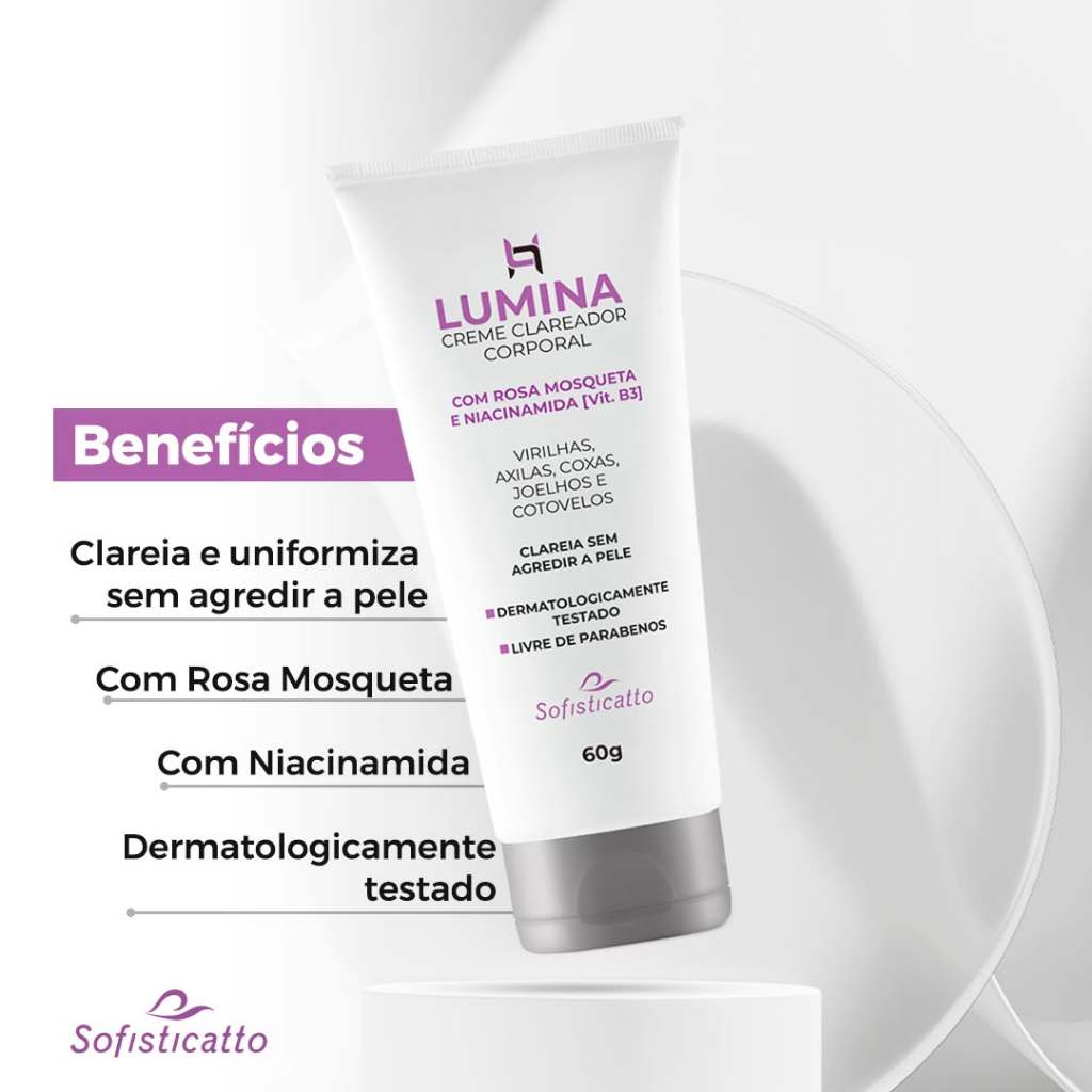 Kit Lumina Creme Clareador, Esfoliante Corporal e Desodorante Antitranspirante Sofisticatto