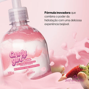 Gel aromatizante para virilha  e corpo Beijável Morango com chantilly Candy Girl Sofisticatto 300g