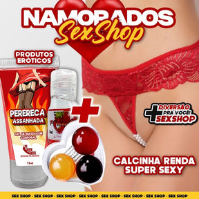 Kit Namorados Calcinha Sexy Com Perolas + Produtos Eroticos Gel Kit Feminino Gel comestivel