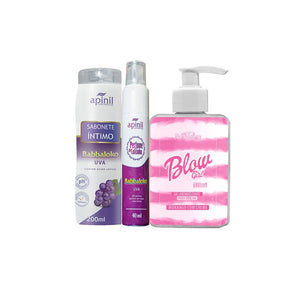 KIT Blow Girl Gel Aromatizante Hot Flowers + Sabonete Líquido + Perfume de Calcinha Apinil